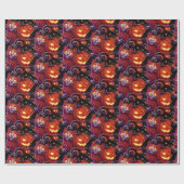 ミスティックキャット&パンプキ白熱［赤熱］光を放つンス ラッピングペーパー (フラット)