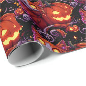 ミスティックキャット&パンプキ白熱［赤熱］光を放つンス ラッピングペーパー (ロールコーナー)
