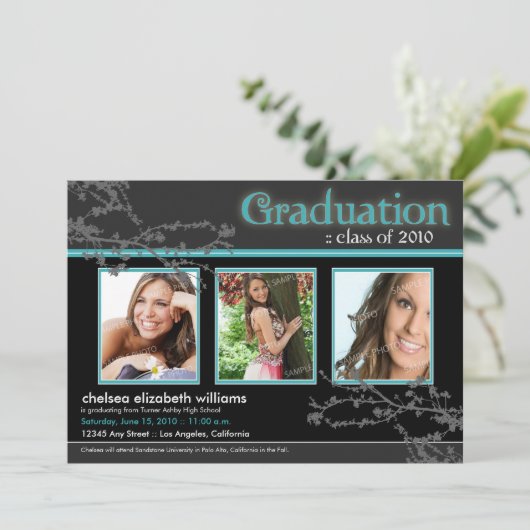 ミスティックゴシックアクアグラード招待状（長い写真用） 招待状 (スタンド正面)