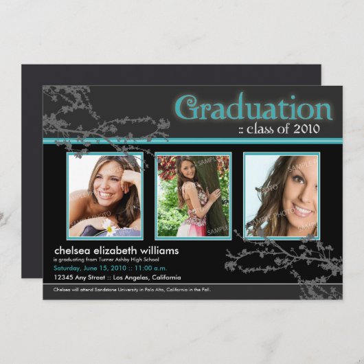 ミスティックゴシックアクアグラード招待状(長い写真用) 招待状 (正面/裏面)