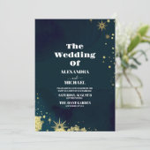 ミスティックシックブルー金ゴールドスタームーン結婚ズ 招待状 (スタンド正面)