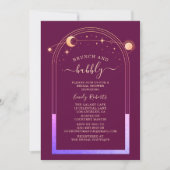 ミスティックシック明るい赤紫色金ゴールドブライダルシャワー 招待状 (正面)