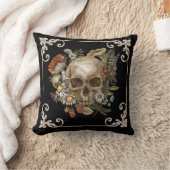 ミスティックスカルヴィンテージブラック装飾用クッション クッション (ブランケット)