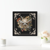 ミスティックスカルヴィンテージブラック スクエア壁時計 (ホーム)