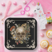 ミスティックスカルヴィンテージブラック ペーパープレート (パーティー)