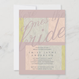 ミスティックストームタイポグラフィブライダルシャワーブルーピンク 招待状