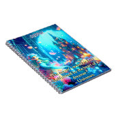 ミスティックデプス – チビ（小さくかわいく書いた感じ）マーメイド&ガーデン白熱［赤熱］光を放つズ ノートブック (右側)