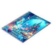 ミスティックデプス – チビ（小さくかわいく書いた感じ）マーメイド&ガーデン白熱［赤熱］光を放つズ ノートブック (左側)