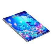 ミスティックデプス – チビ（小さくかわいく書いた感じ）マーメイド&ガーデン白熱［赤熱］光を放つズ ノートブック (右側)