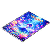 ミスティックデプス – チビ（小さくかわいく書いた感じ）マーメイド&ガーデン白熱［赤熱］光を放つズ ノートブック (左側)