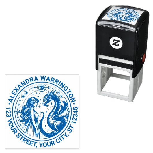 ミスティックドラゴンとプリンセス名差出人住所 セルフインキングスタンプ (インサイチュ)