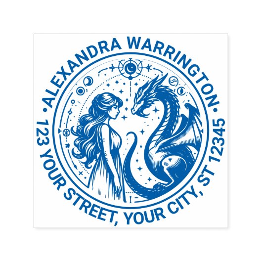 ミスティックドラゴンとプリンセス名差出人住所 セルフインキングスタンプ (デザイン)