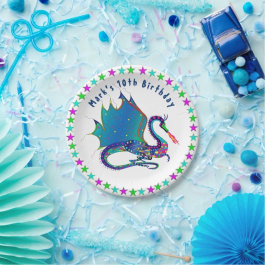 ミスティックドラゴンインカラフル万華鏡のように千変万化するパターンコレクション ペーパープレート (パーティー)