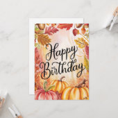 ミスティックドリーミーパンプキンオータム秋ハッピーバースデー カード (正面/裏面インサイチュ)