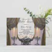 ミスティックナイト金ゴールドドレープ&キャンドルブライダルシャワー 招待状 (スタンド正面)