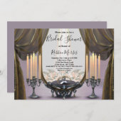 ミスティックナイト金ゴールドドレープ&キャンドルブライダルシャワー 招待状 (正面/裏面)