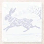 ミスティックハレお洒落：雪の中のウサギ ガラスコースター (裏面)