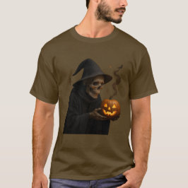 ミスティックハロウィンスカル白熱［赤熱］光を放つとカボチャ🎃💀 Tシャツ
