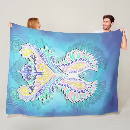 ミスティックパステルバタフライ | エザーアルボホファンタジー フリースブランケット (インサイチュ)