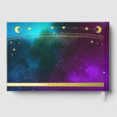 ミスティックパープルティール(緑がかった色)金ゴールドサンムーンスターズ結婚ズ ゲストブック (裏面)