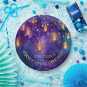 ミスティックパープルブルーランタン&金ゴールド《写真》ぼけ味スイート16 ペーパープレート (パーティー)