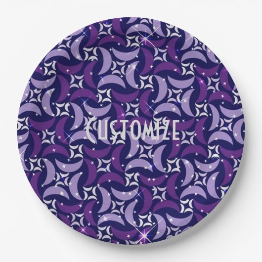 ミスティックパープルモーンズパターン紙プレート ペーパープレート (正面)