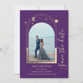 ミスティックパープル金ゴールドサンムーンスターズ宇宙 セーブザデート (正面)