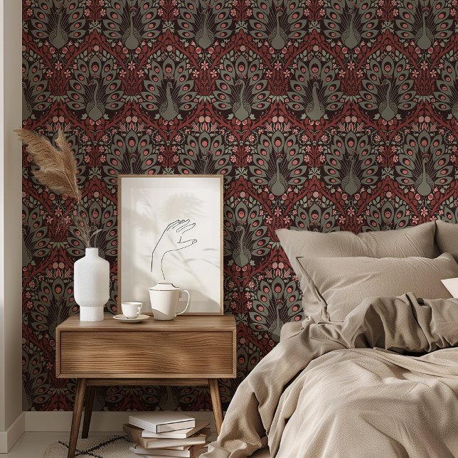 ミスティックピーコックスウォールペーパーアールヌーボー 壁紙 (クリエイターアップロード済み)