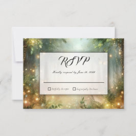 ミスティックフォレストの草原の魔法の結婚式RSVP 出欠カード