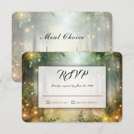 ミスティックフォレストの草原の魔法の結婚式RSVP 出欠カード