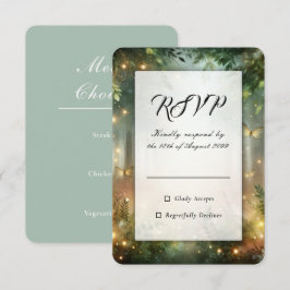 ミスティックフォレストの草原の魔法の結婚式RSVP 出欠カード