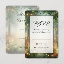 ミスティックフォレストの草原の魔法の結婚式RSVP 出欠カード