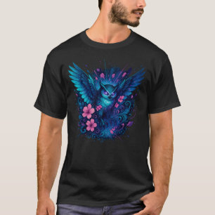 ミスティックフクロウファンタジーネオンアート Tシャツ