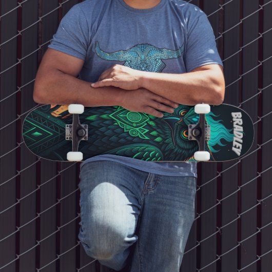 「ミスティックフクロウ」パーソナライズされたスカートボードデッキ スケートボード (室外3)