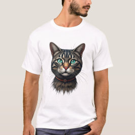 ミスティックブラックキャットの肖像画アート Tシャツ