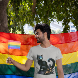 ミスティックブラックキャットオンハ幽霊のよく出るウス Tシャツ