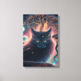 ミスティックブラックキャットキャンバスプリント|魔女グッズ キャンバスプリント