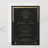 ミスティックブラック金ゴールドタロットハロウィーン招待状 招待状 (正面)