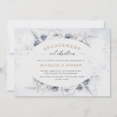 ミスティックブルーウィンターフローラ婚約招待状 招待状 (正面)