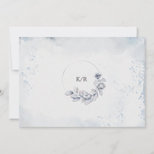 ミスティックブルーウィンターフローラ婚約招待状 招待状 (裏面)