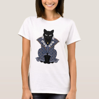 ミスティックブルーバティックキャットクイーングラフィックTシャツ Tシャツ