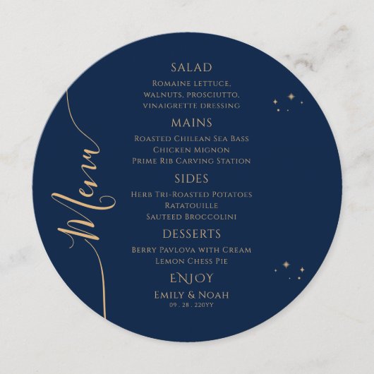 ミスティックブルー金ゴールドサンムーンスターズ宇宙結婚ズ メニュー (正面)