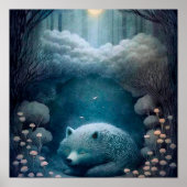 ミスティックホワイトウルフアニマルプリント |ウルフプリント ポスター (正面)