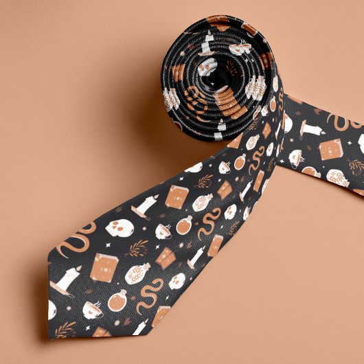 ミスティックボホクリスタルスカルハロウィンパターン ネクタイ