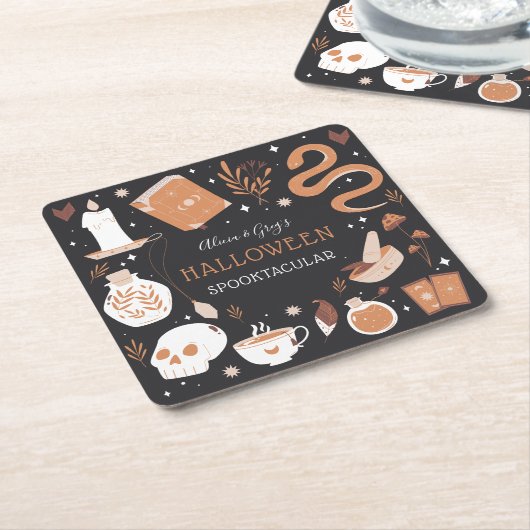 ミスティックボホクリスタルハローウィンパーティ スクエアペーパーコースター (アングル)