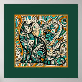 ミスティックボホーキャットアートプリント ポスター (正面)