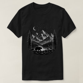 ミスティックマウンテンの荒野の夜 リノカットスタイル Tシャツ