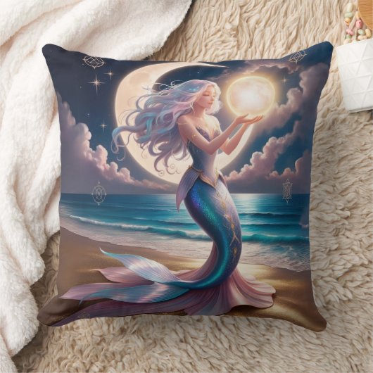 ミスティックマーメイド装飾用クッション – 天空ファンタジー クッション (ブランケット)