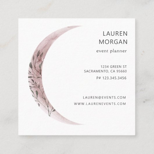 ミスティックムーン赤面ピンクエレガントク スクエア名刺 (裏面)