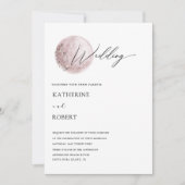 ミスティックムーン赤面ピンク結婚式招待状 招待状 (正面)